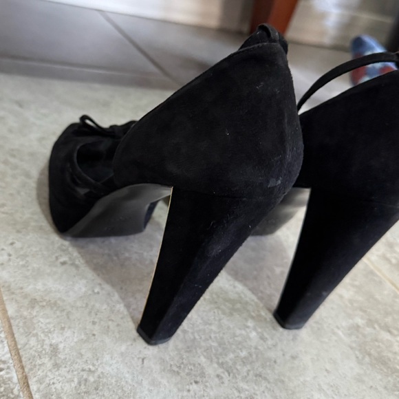 GUCCI SUEDE HEEL SHOES PEEP TOE - Picture 11 of 12
